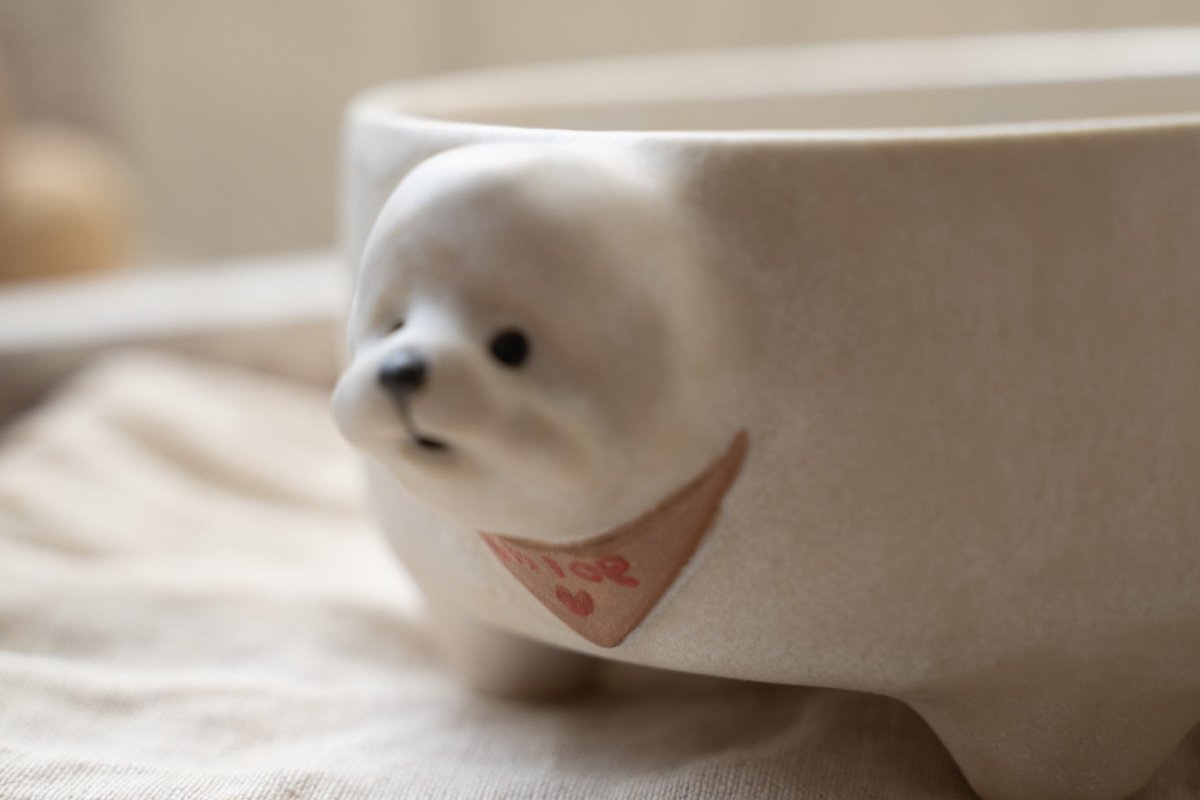 Bichon bowl with bandana - Pawttery