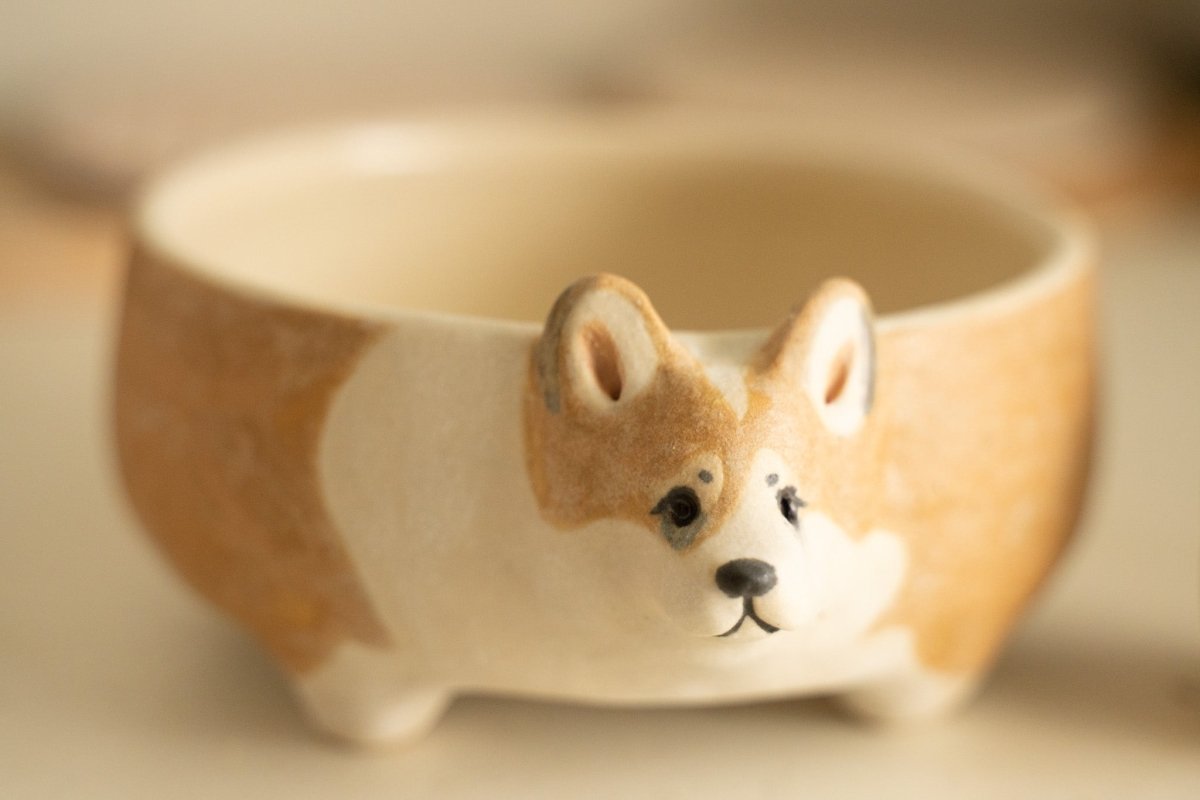 Corgi bowl+figurine - Pawttery