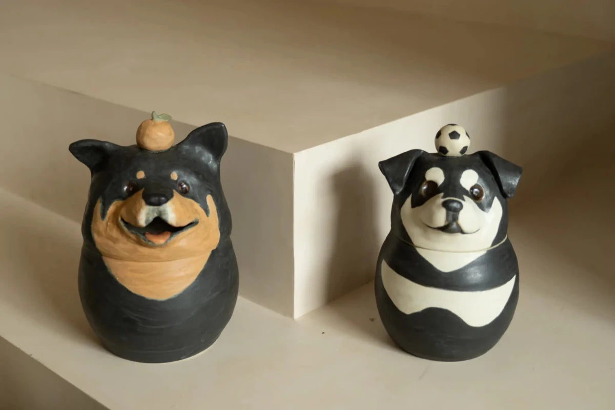 Custom Black & Tan & Tuxedo Dog Memorial Urn - Pawttery