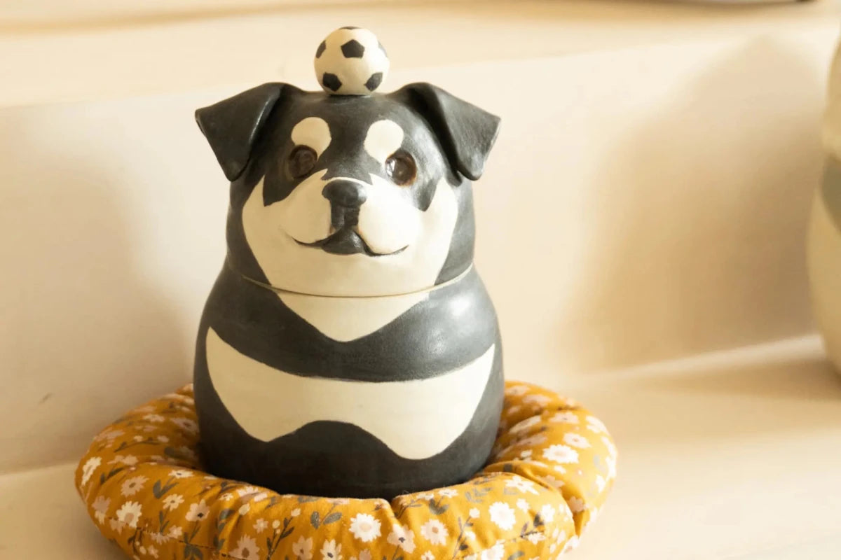 Custom Black & Tan & Tuxedo Dog Memorial Urn - Pawttery