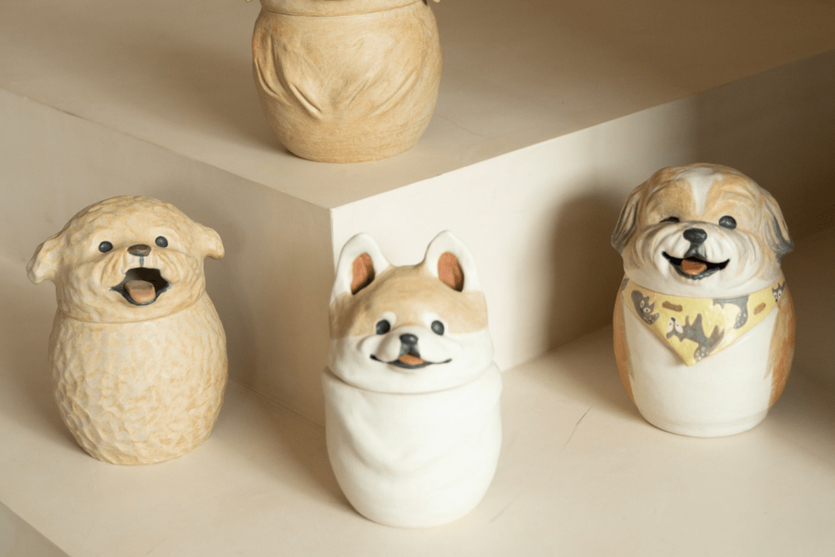 Custom Cream - Tone Dog Memorial Urn｜Sunny Paws Series - Pawttery