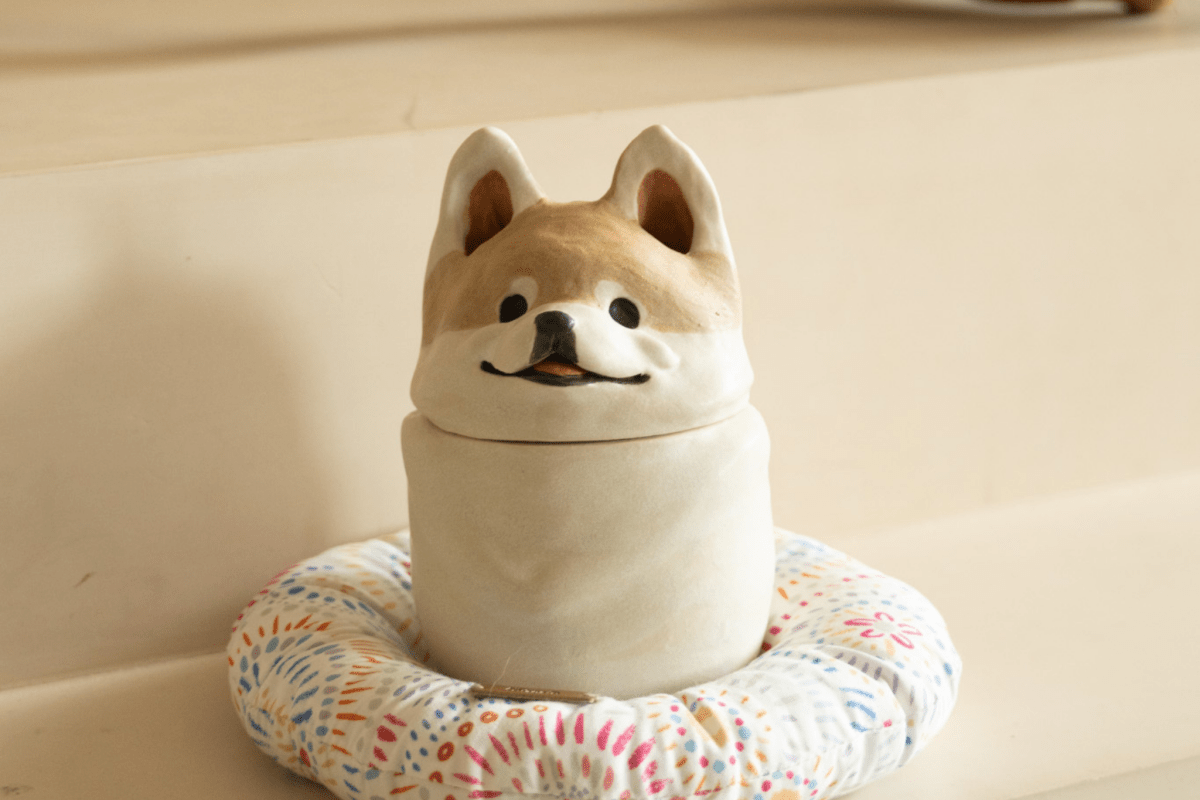 Custom Cream - Tone Dog Memorial Urn｜Sunny Paws Series - Pawttery