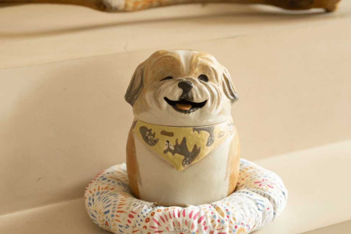 Custom Cream - Tone Dog Memorial Urn｜Sunny Paws Series - Pawttery
