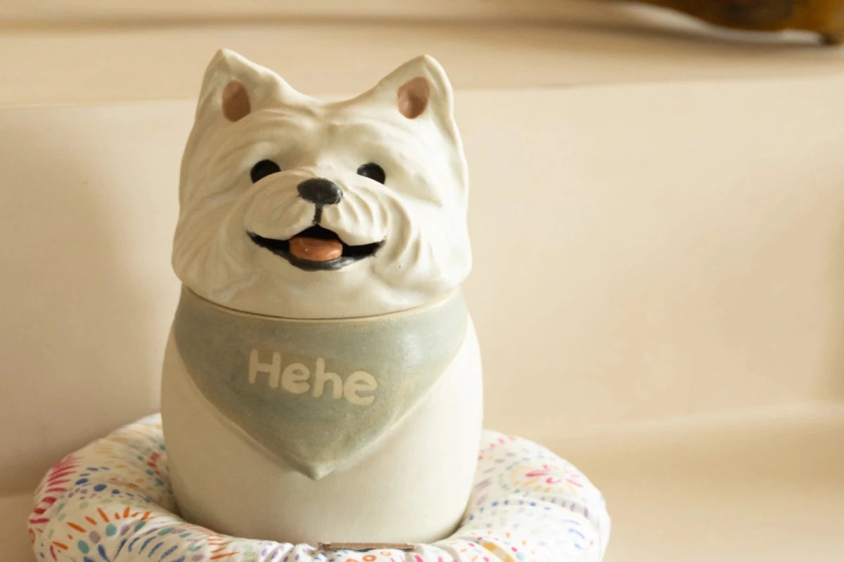Custom White - Coated Pet Memorial Urn - Pawttery
