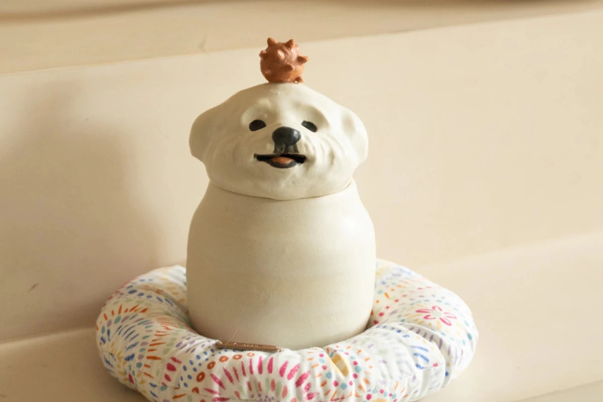 Custom White - Coated Pet Memorial Urn - Pawttery
