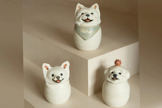 Custom White - Coated Pet Memorial Urn - Pawttery