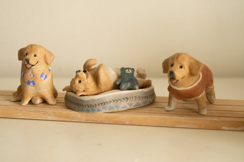 Happy Golden Retriever trio set
